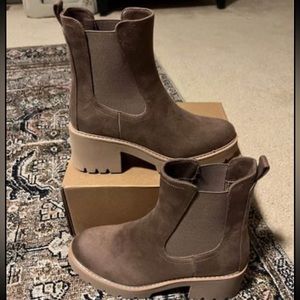 Brown chunky booties